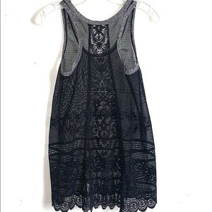 Free People Racer Back Black Lace Tank